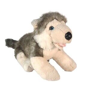 Siberian Husky RETIRED "barking" Build-A-Bear Stuffed Dog 15" Grey White EUC 15"